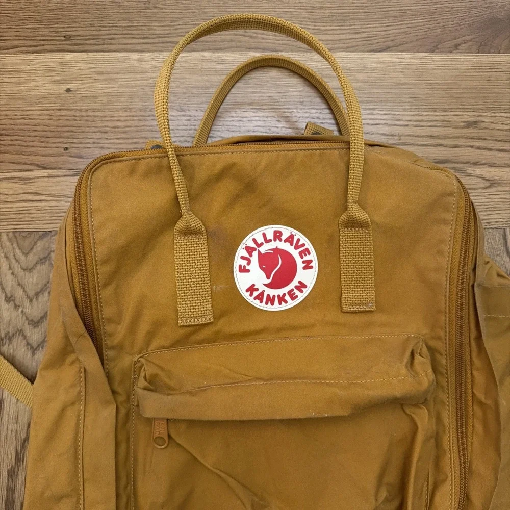 Yellow Fjällräven Kånken Backpack Yellow Brown Handles Utility